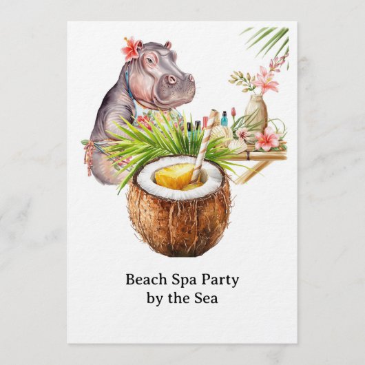  Hippo in Bikini Manicure Coastal Beauty beach spa Kaart (Voorkant)
