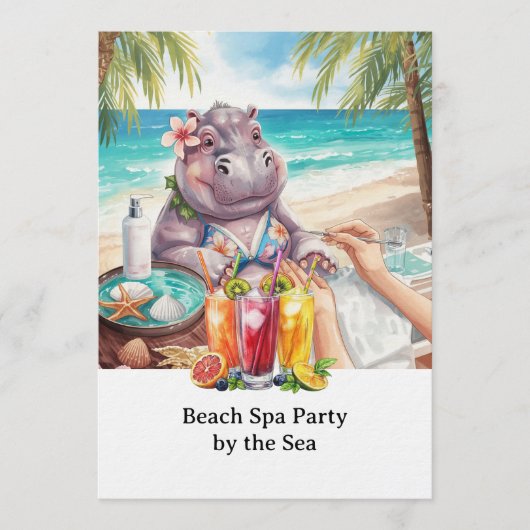  Hippo in Bikini Manicure Coastal Beauty beach spa Kaart (Voorkant)