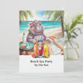  Hippo in Bikini Manicure Coastal Beauty beach spa Kaart (Staand voorkant)
