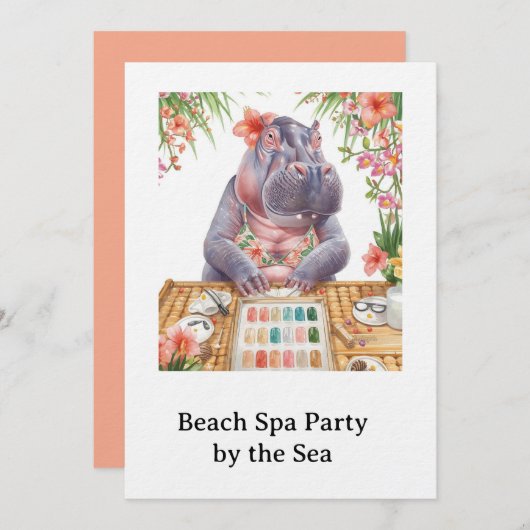  Hippo in Bikini Manicure Coastal Beauty beach spa Kaart (Voorkant / Achterkant)