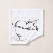 Hippo in de Bath Fun Illustration Black Bad Handdoek (Wasdoekje)