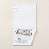 Hippo in de Bath Fun Illustration Waterverf Bad Handdoek (Handdoek)