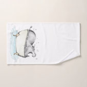 Hippo in de Bath Fun Illustration Waterverf Bad Handdoek (Handdoek)