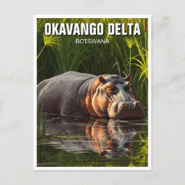 Hippo in de Okavango Delta in Botswana Briefkaart
