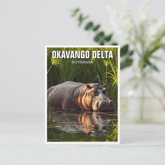 Hippo in de Okavango Delta in Botswana Briefkaart (Staand voorkant)