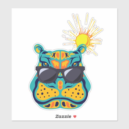 Hippo in de tropen Sticker (Vel)