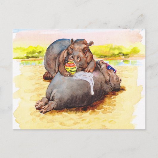 Hippo in de zon briefkaart (Voorkant)