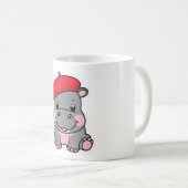 Hippo in een baret - Schattigee Franse kunstenaar  Koffiemok (Voorkant rechts)