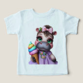 Hippo in een Lila jurk met ijs (Design voorkant)