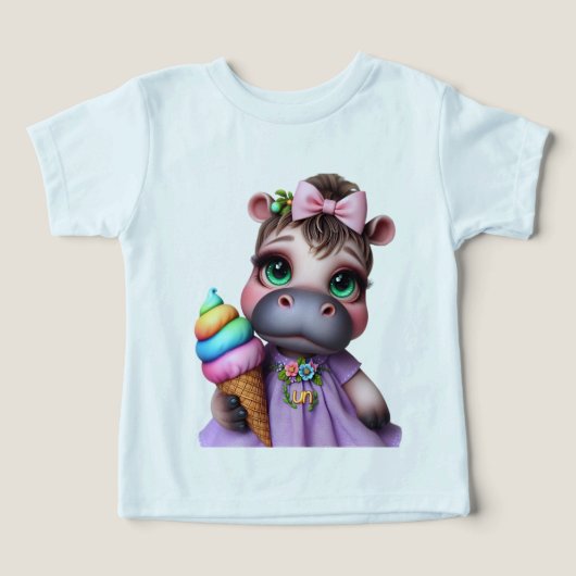 Hippo in een Lila jurk met ijs (Design voorkant)