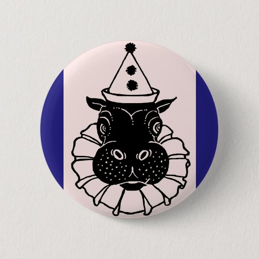 hippo in een pet ronde button 5,7 cm (Voorkant)