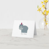 Hippo in een verjaardagskaart pet kaart (Gele Bloem)