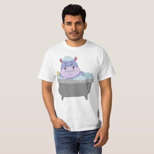 Hippo in het bad t-shirt (Voorkant volledig)