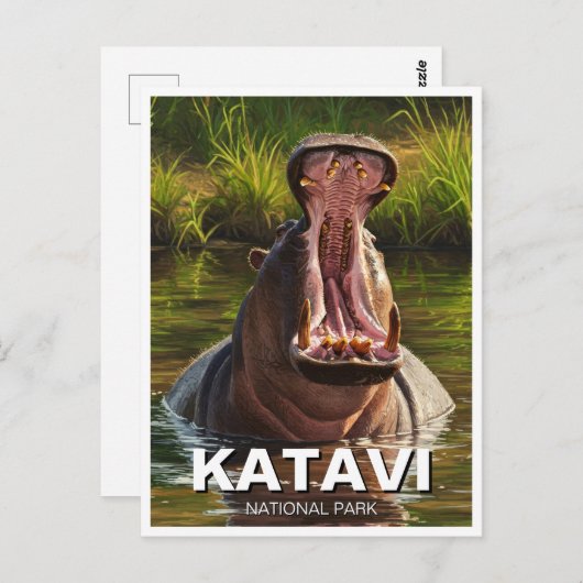Hippo in het Katavi National Park Tanzani Briefkaart (Voorkant / Achterkant)
