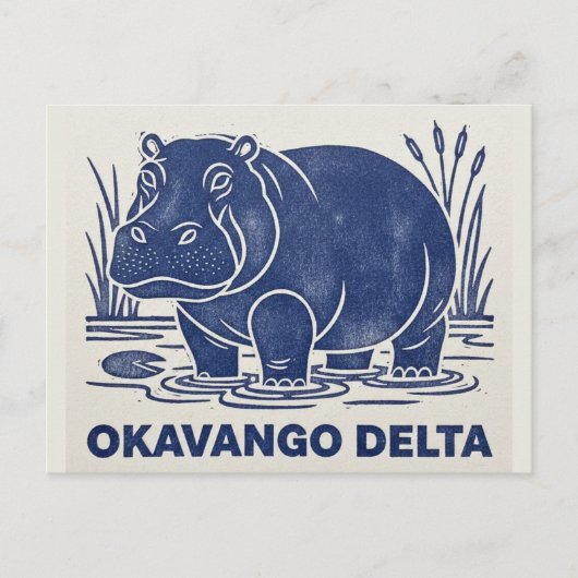 Hippo in Okavango Delta Botswana Briefkaart (Voorkant)