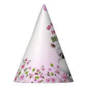 Hippo in parels roze bloemen meisje verjaardag feesthoedjes (Links)