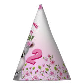 Hippo in parels roze bloemen meisje verjaardag feesthoedjes (Rechts)