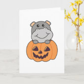Hippo in Pumpkin Sweet Hippos Happy Halloween Kaart (Gele Bloem)