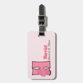 Hippo in roze voor meisjes Letter H Monogram Bagagelabel (Voorkant verticaal)