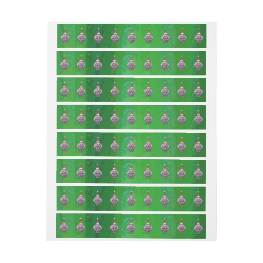 Hippo in Santa Hat Pattern over Groen Adreslabel Wikkel (Vel)