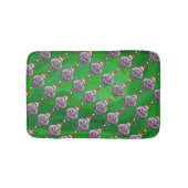 Hippo in Santa Hat Pattern over Groen Badmat (Voorkant)