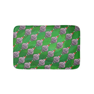 Hippo in Santa Hat Pattern over Groen Badmat