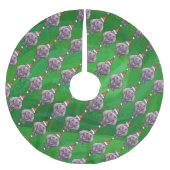 Hippo in Santa Hat Pattern over Groen Kerstboom Rok (Voorkant)