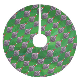 Hippo in Santa Hat Pattern over Groen Kerstboom Rok