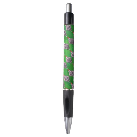 Hippo in Santa Hat Pattern over Groen Pen (Voorkant Verticaal)