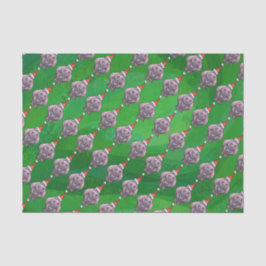 Hippo in Santa Hat Pattern over Groen Tissuepapier