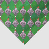 Hippo in Santa Hat Pattern over Groen Tissuepapier (Detail)