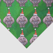 Hippo in Santa Hat Pattern over Groen Tissuepapier (Detail)