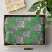 Hippo in Santa Hat Pattern over Groen Tissuepapier (Geschenk)