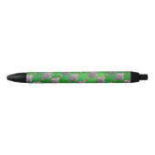 Hippo in Santa Hat Pattern over Groen Zwarte Inkt Pen (Voorkant)