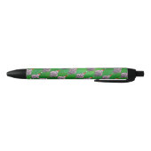 Hippo in Santa Hat Pattern over Groen Zwarte Inkt Pen (Bodem)