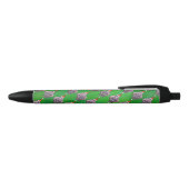 Hippo in Santa Hat Pattern over Groen Zwarte Inkt Pen (Bovenkant)