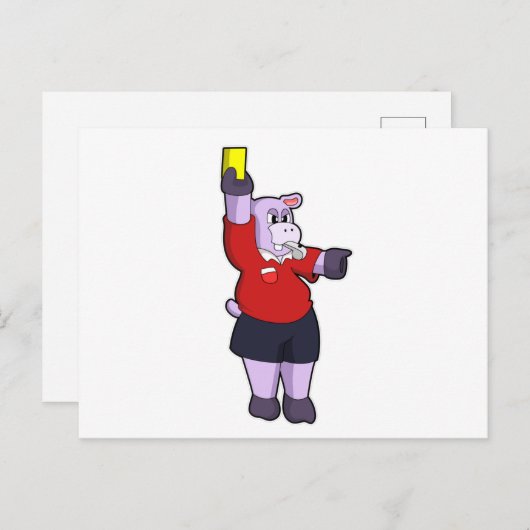 Hippo in Soccer als Referee Briefkaart (Voorkant / Achterkant)