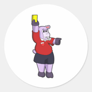 Hippo in Soccer als Referee Ronde Sticker
