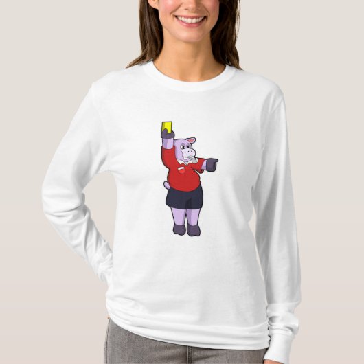 Hippo in Soccer als Referee T-shirt (Voorkant)