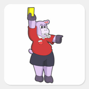 Hippo in Soccer als Referee Vierkante Sticker