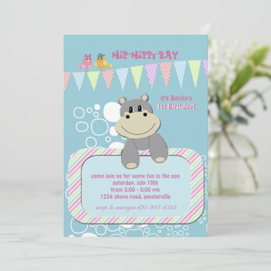 Hippo Invitation Kaart (Staand voorkant)