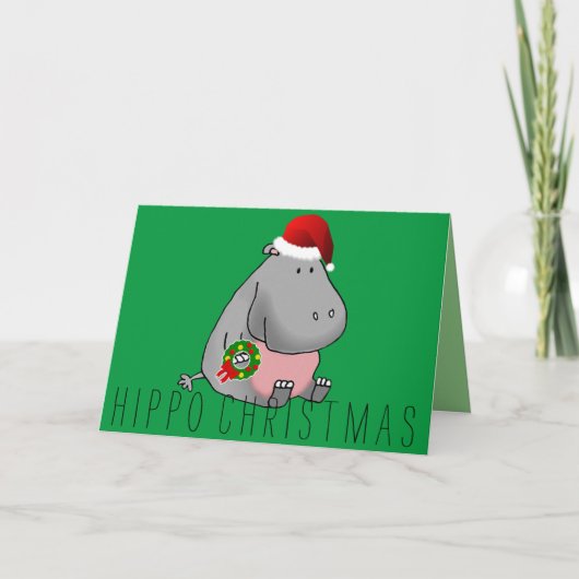 Hippo kerst feestdagen kaart (Voorkant)