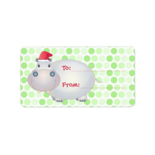 Hippo Kerst Gift Tags Etiket