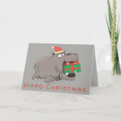 Hippo kerst Green Gift Feestdagen Kaart (Voorkant)