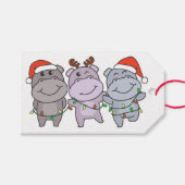 Hippo-kerstaedieren verkuilen hippos-feestdag cadeaulabel (Voorkant (Horizontaal))