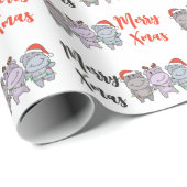 Hippo-kerstaedieren verkuilen hippos-feestdag cadeaupapier (Rol Hoek)