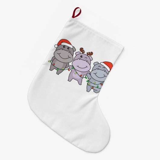 Hippo-kerstaedieren verkuilen hippos-feestdag grote kerstsok (Voorkant (Hangend))