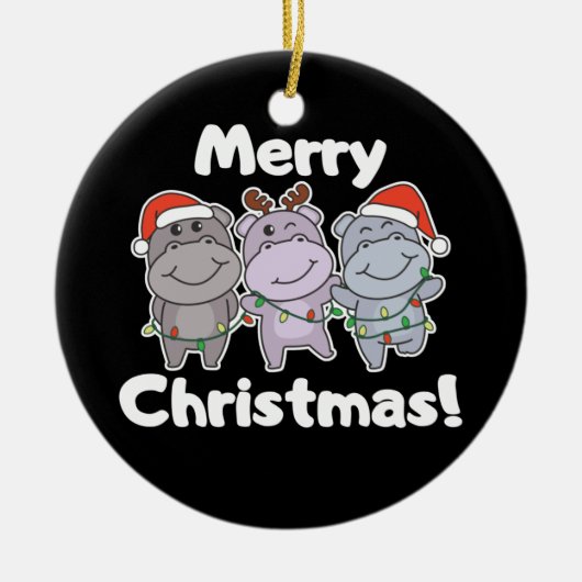 Hippo-kerstairdieren bevestigen keramische keramie keramisch ornament (Voorkant)