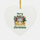 Hippo kerstbrief Winter Dieren Hippos Keramisch Ornament (Voorkant)