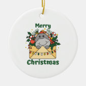 Hippo kerstbrief Winter Dieren Hippos Keramisch Ornament (Voorkant)